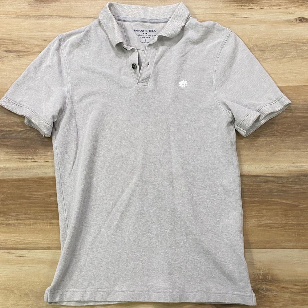 Banana Republic Polo Shirt Size S Short Sleeve Pique Cotton Slim Fit Gray